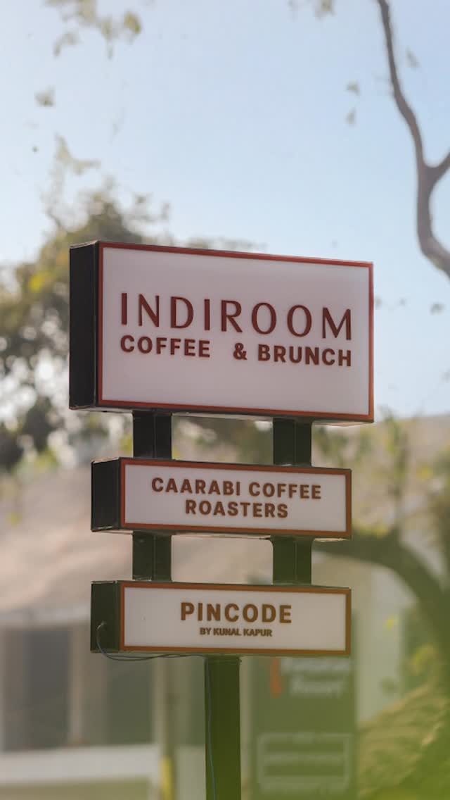 Indiroom signage — Coffee & Brunch, in collaboration with Caarabi Coffee Roasters